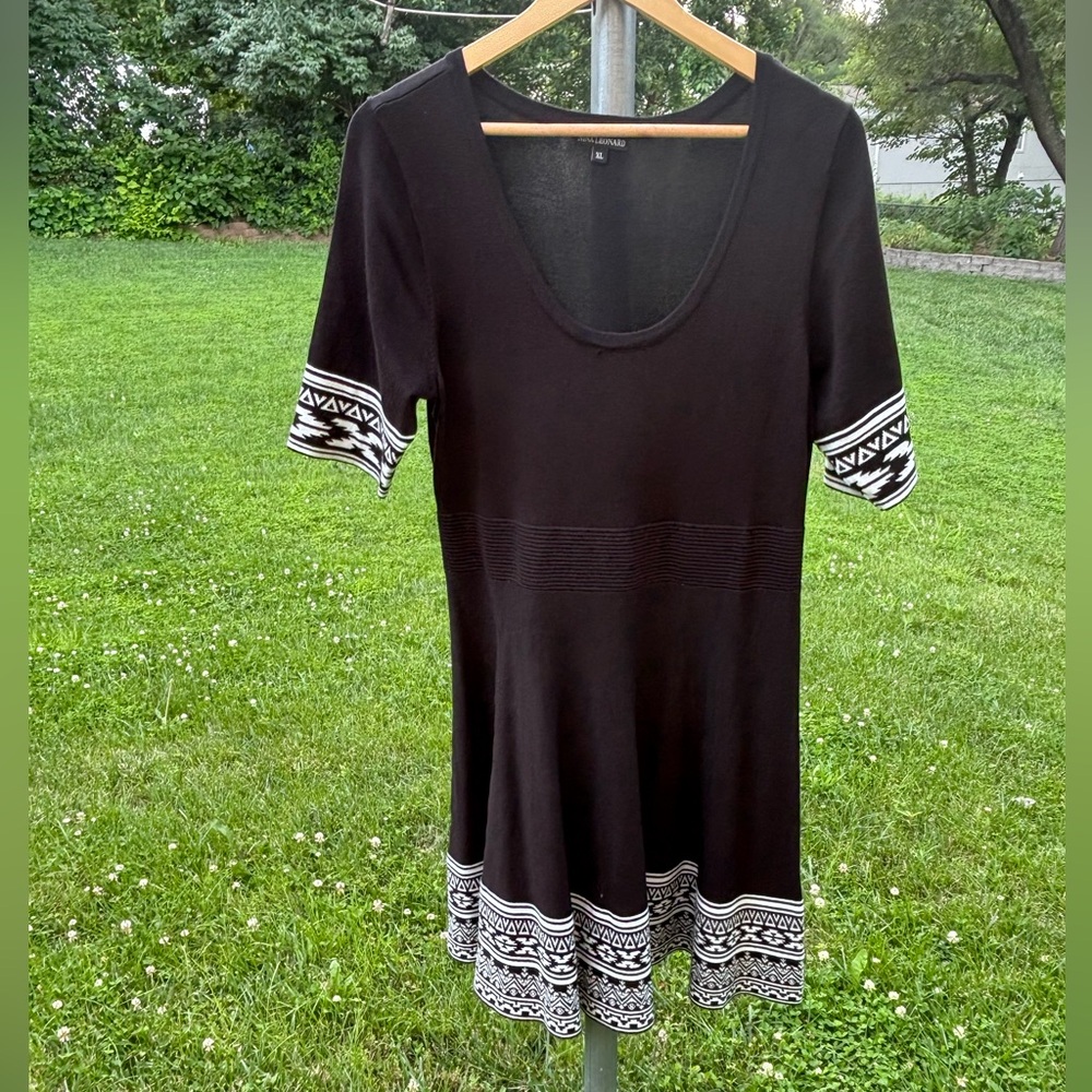Nina Leonard Black and White Patterned Knit Sweater Dress Size XL Pre-Loved - Picture 1 of 13